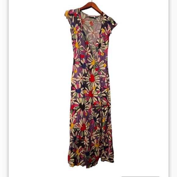 Weekday midi dress with wrap detail in ditsy floral Sz S Women Fun Flowy - Picture 4 of 10